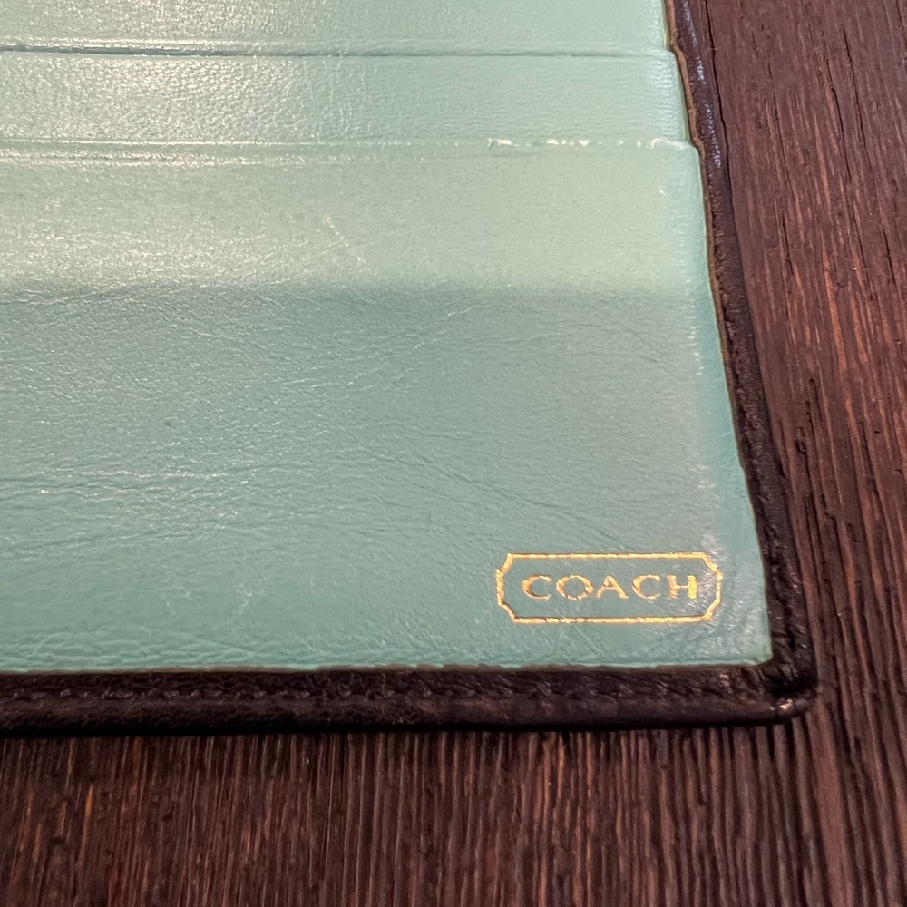 Coach Bleeker Signature Black Brown Leather Buckle Flap Clutch Wallet - Picture 10 of 11